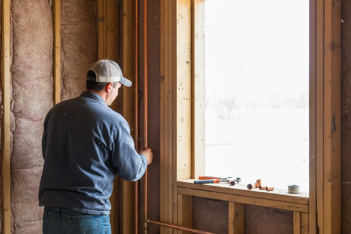 Licensed plumber running new copper supply lines in a Parsons home