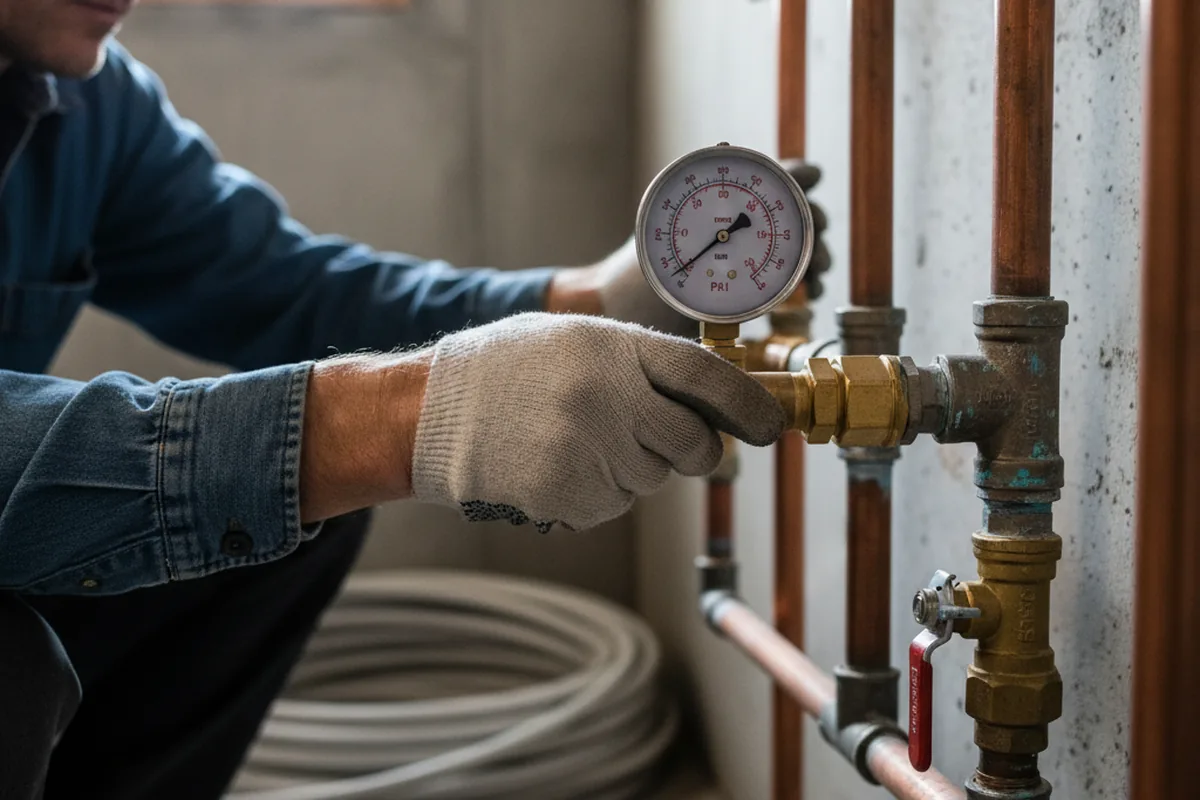 Pressure testing a repaired line during Water Line Repair in Parsons